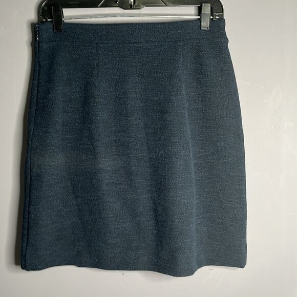 Loft Navy Blue Wrap Skirt Gold Button Detail Size 2 - Picture 5 of 9